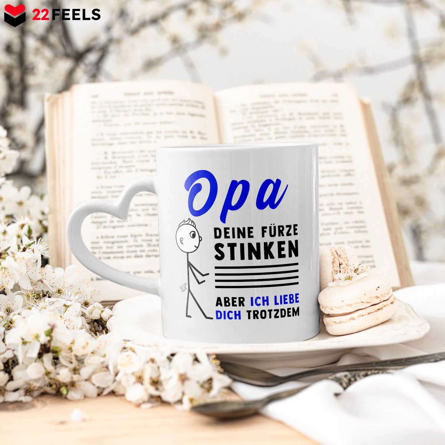22Feels® Opa Geschenk - Tasse mit Spruch (Herzhenkel, Weiss, 320ml)-Tasse Weiss Herzhenkel 320ml-22Feels