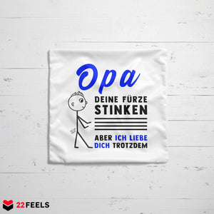 22Feels® Opa Geschenk - Kissen mit Spruch (Weiss 40x40cm)-Kissen Weiss 40x40-22Feels