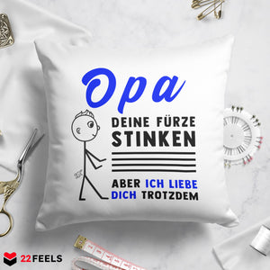 22Feels® Opa Geschenk - Kissen mit Spruch (Weiss 40x40cm)-Kissen Weiss 40x40-22Feels