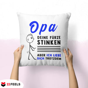 22Feels® Opa Geschenk - Kissen mit Spruch (Weiss 40x40cm)-Kissen Weiss 40x40-22Feels