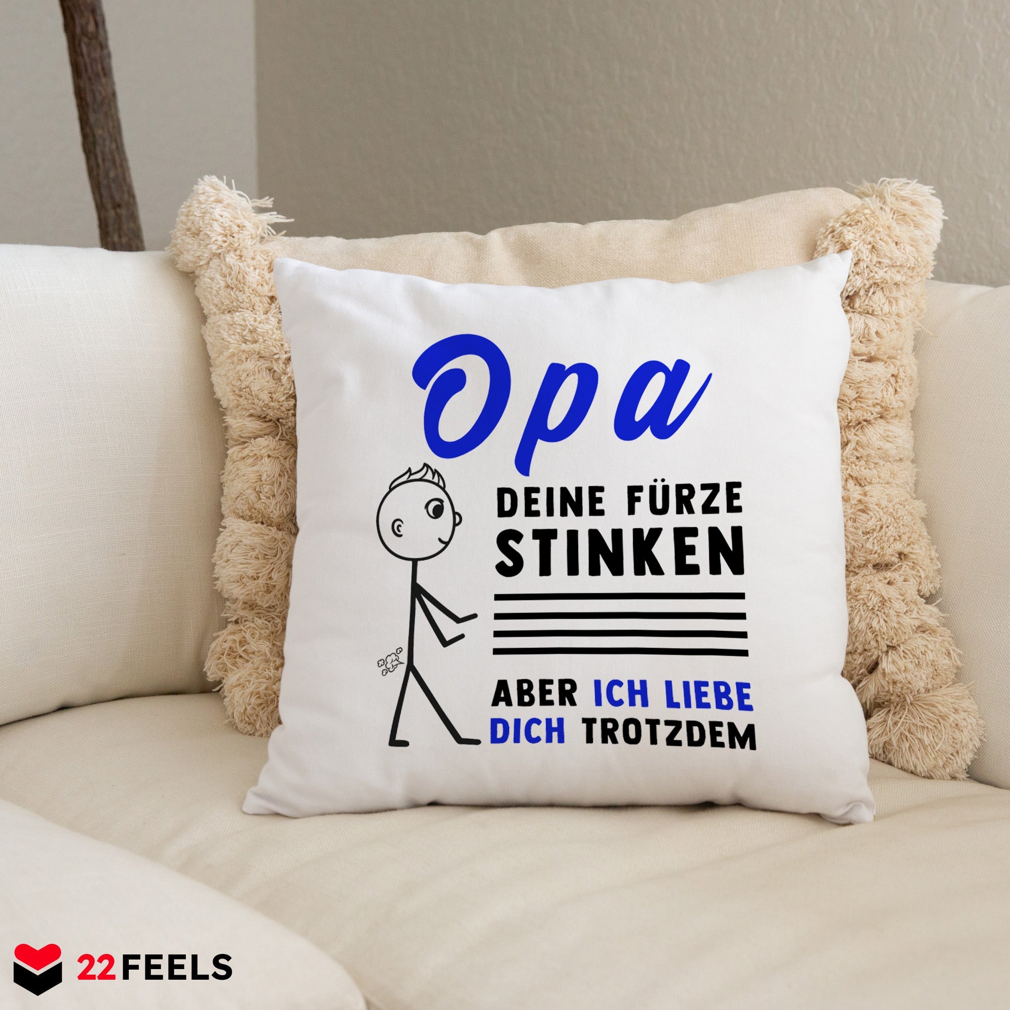 22Feels® Opa Geschenk - Kissen mit Spruch (Weiss 40x40cm)-Kissen Weiss 40x40-22Feels