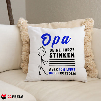 22Feels® Opa Geschenk - Kissen mit Spruch (Weiss 40x40cm)-Kissen Weiss 40x40-22Feels