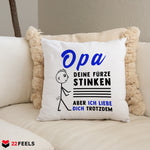 22Feels® Opa Geschenk - Kissen mit Spruch (Weiss 40x40cm)-Kissen Weiss 40x40-22Feels