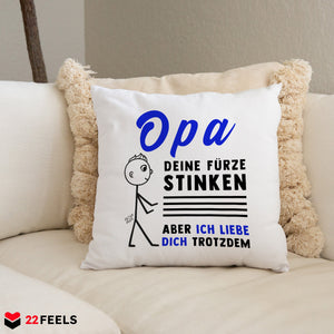 22Feels® Opa Geschenk - Kissen mit Spruch (Weiss 40x40cm)-Kissen Weiss 40x40-22Feels