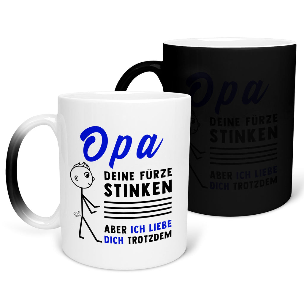 22Feels® Opa Geschenk - Zaubertasse mit Spruch (Matt-Schwarz und Weiss, 320ml)-Farbwechsel Tasse Matt 320ml-22Feels