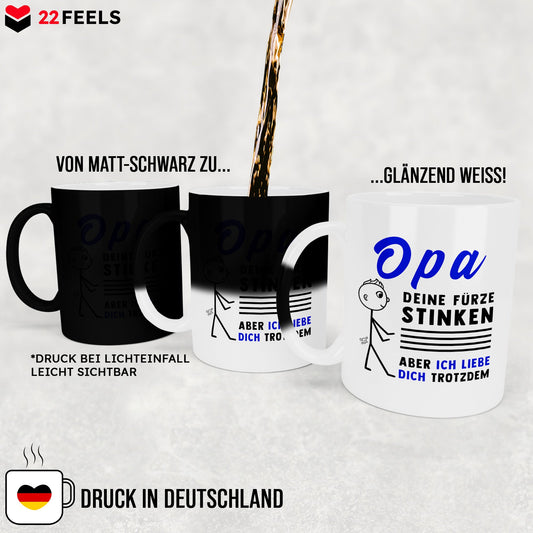 22Feels® Opa Geschenk - Zaubertasse mit Spruch (Matt-Schwarz und Weiss, 320ml)-Farbwechsel Tasse Matt 320ml-22Feels