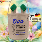 22Feels® Opa Grossvater Osterkorb mit Henkel Ostergeschenk Tragetasche Ostern Deko Osternest Körbchen Hasenohren (Beige/Grün)-Ostern Tragetasche-22Feels