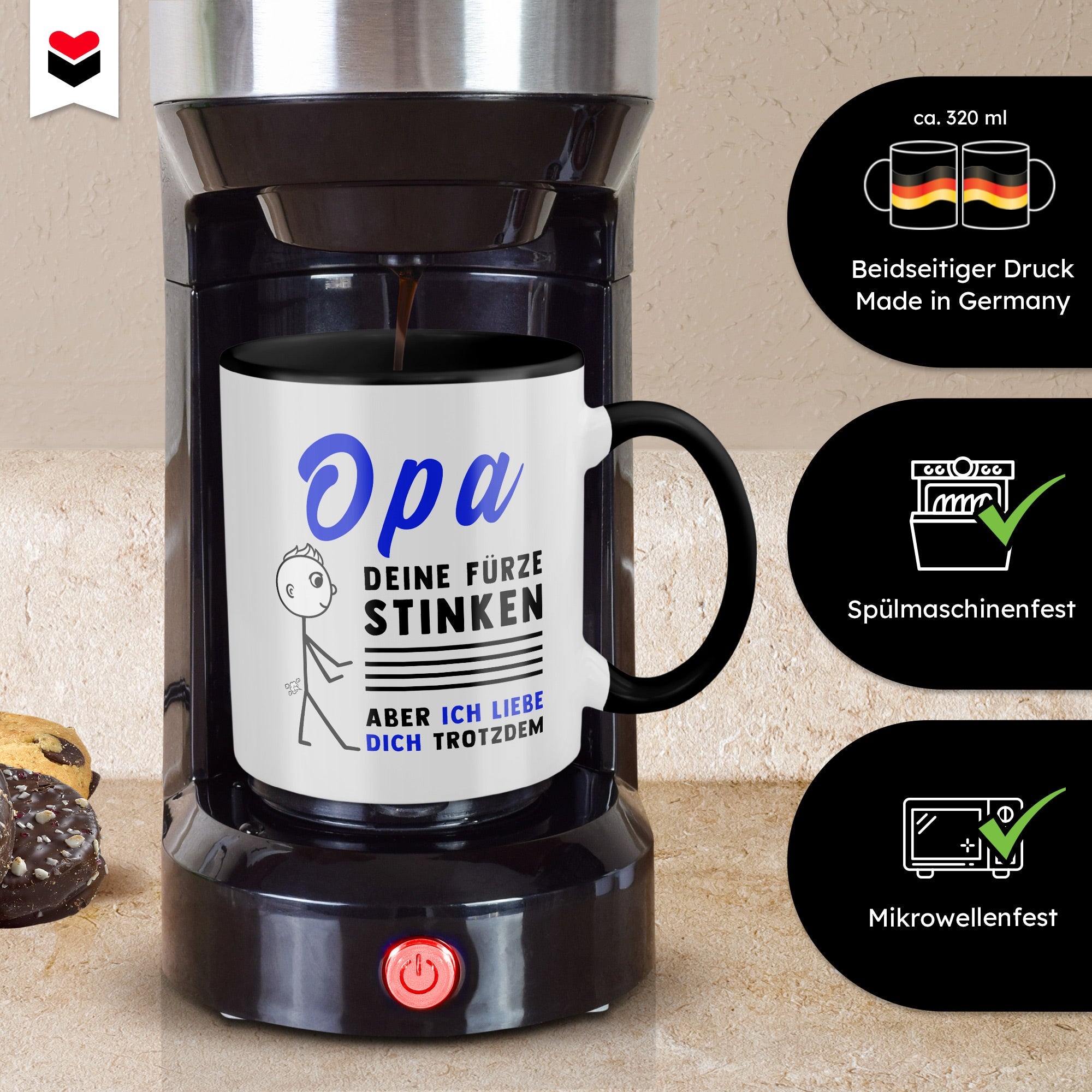 22Feels® Opa Geschenk - Tasse mit Spruch (Weiss-Schwarz, 320ml)-TwoTone Tasse Weiss-Schwarz 320ml-22Feels
