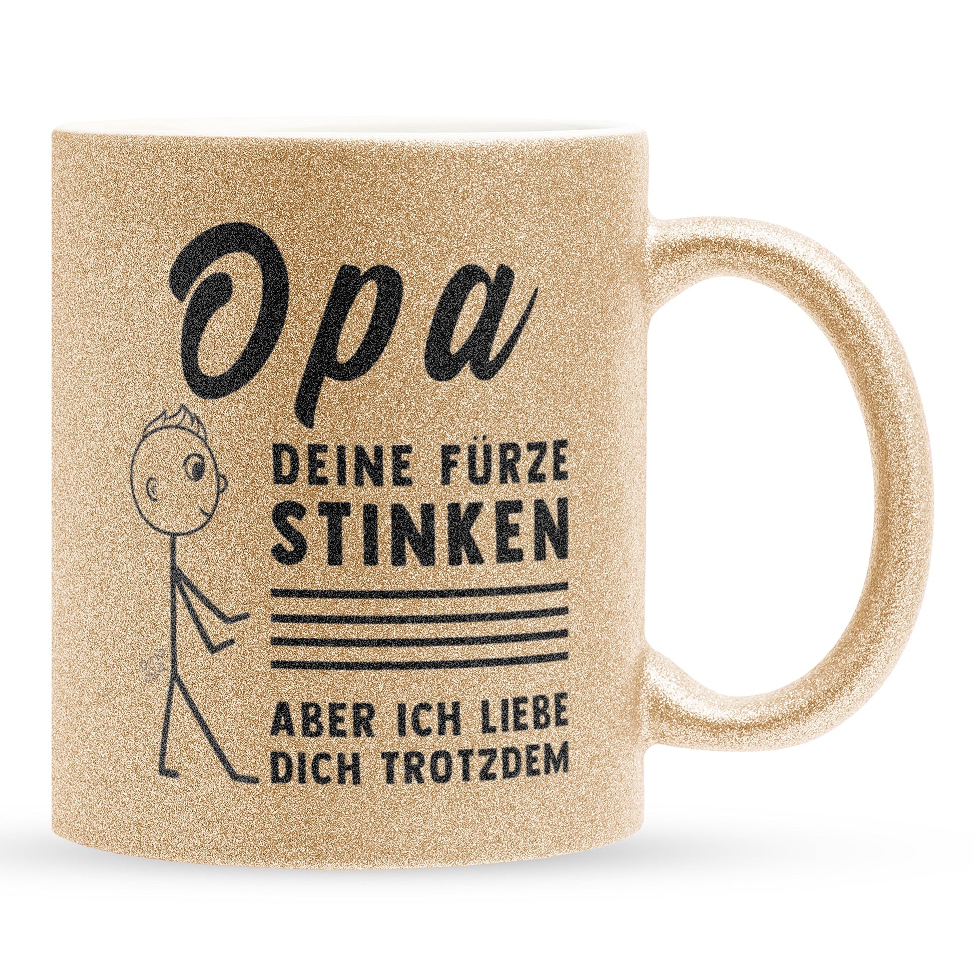 22Feels® Opa Geschenk - Glitzertasse mit Spruch (Gold, 320ml)-Glitzertasse Gold 320ml-22Feels
