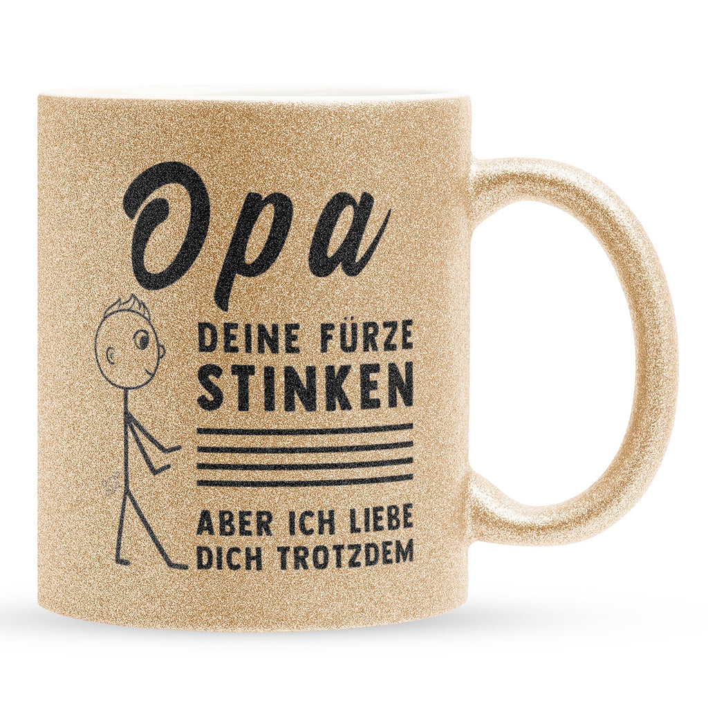 22Feels® Opa Geschenk - Glitzertasse mit Spruch (Gold, 320ml)-Glitzertasse Gold 320ml-22Feels