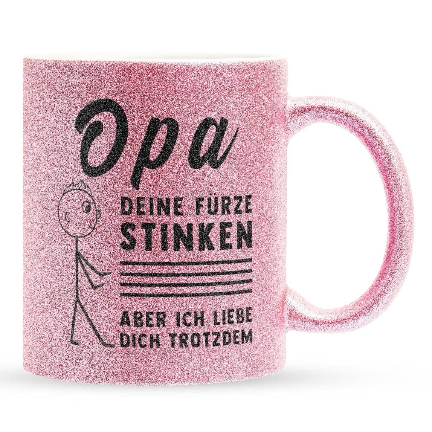 22Feels® Opa Geschenk - Glitzertasse mit Spruch (Pink, 320ml)-Glitzertasse Pink 320ml-22Feels