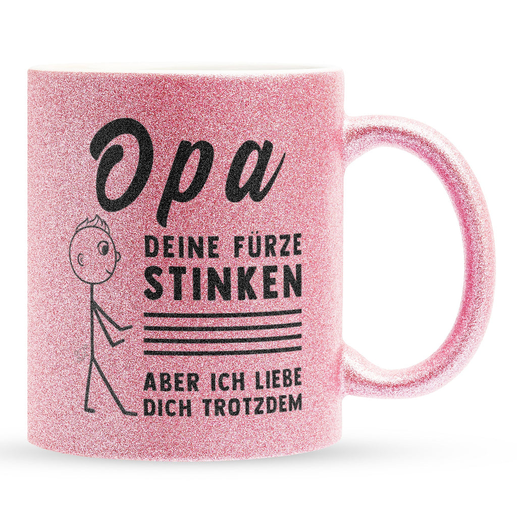 22Feels® Opa Geschenk - Glitzertasse mit Spruch (Pink, 320ml)-Glitzertasse Pink 320ml-22Feels