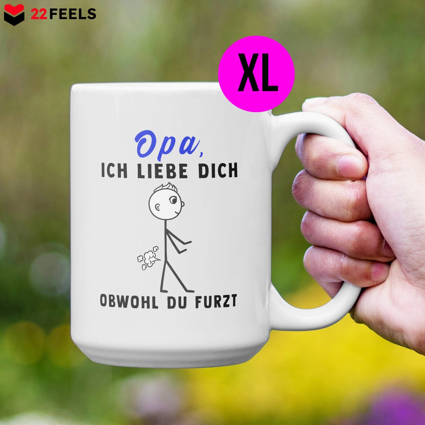 22Feels® Opa Geschenk - XL Tasse mit Spruch (Weiss, 440ml)-Weisse XL Tasse 440ml-22Feels