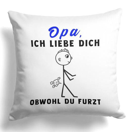 22Feels® Opa Geschenk - Kissen mit Spruch (Weiss 40x40cm)-Kissen Weiss 40x40-22Feels