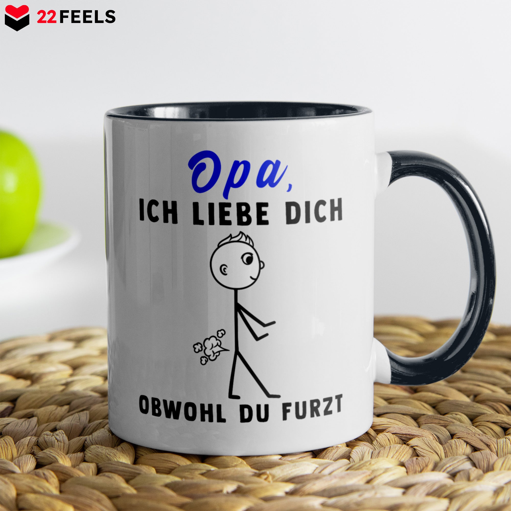 22Feels® Opa Geschenk - Tasse mit Spruch (Weiss-Schwarz, 320ml)-TwoTone Tasse Weiss-Schwarz 320ml-22Feels