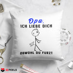 22Feels® Opa Geschenk - Kissen mit Spruch (Weiss 40x40cm)-Kissen Weiss 40x40-22Feels
