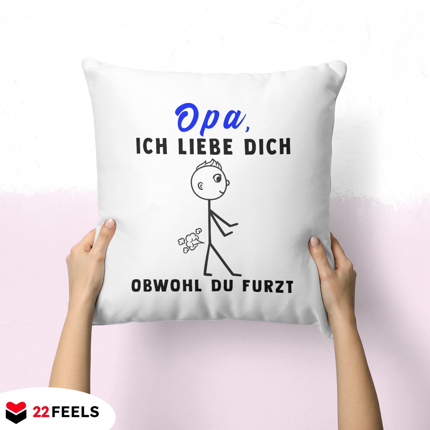22Feels® Opa Geschenk - Kissen mit Spruch (Weiss 40x40cm)-Kissen Weiss 40x40-22Feels