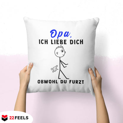 22Feels® Opa Geschenk - Kissen mit Spruch (Weiss 40x40cm)-Kissen Weiss 40x40-22Feels