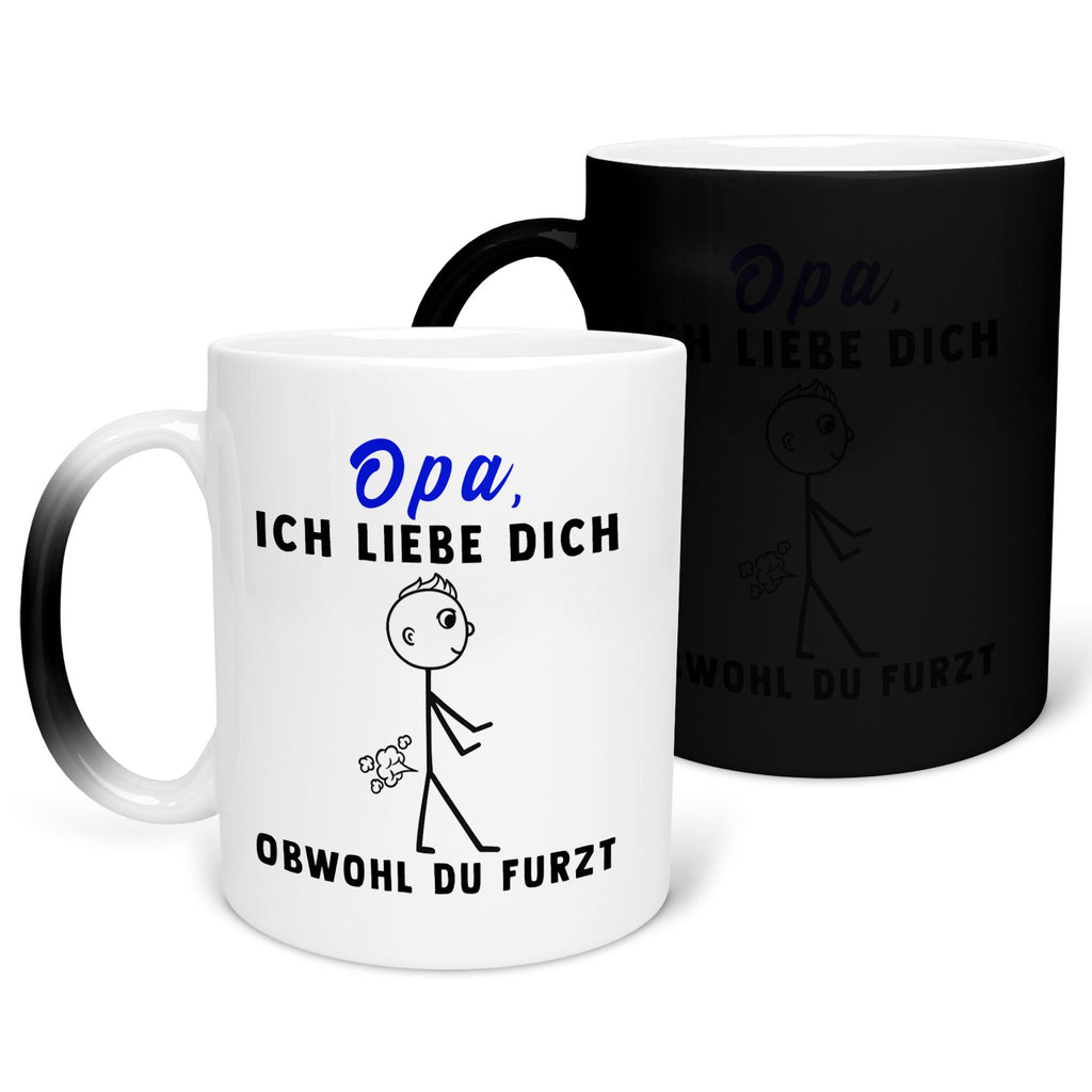 22Feels® Opa Geschenk - Zaubertasse mit Spruch (Matt-Schwarz und Weiss, 320ml)-Farbwechsel Tasse Matt 320ml-22Feels