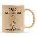 22Feels® Opa Geschenk - Glitzertasse mit Spruch (Gold, 320ml)-Glitzertasse Gold 320ml-22Feels