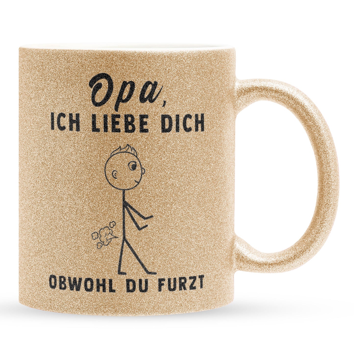 22Feels® Opa Geschenk - Glitzertasse mit Spruch (Gold, 320ml)-Glitzertasse Gold 320ml-22Feels
