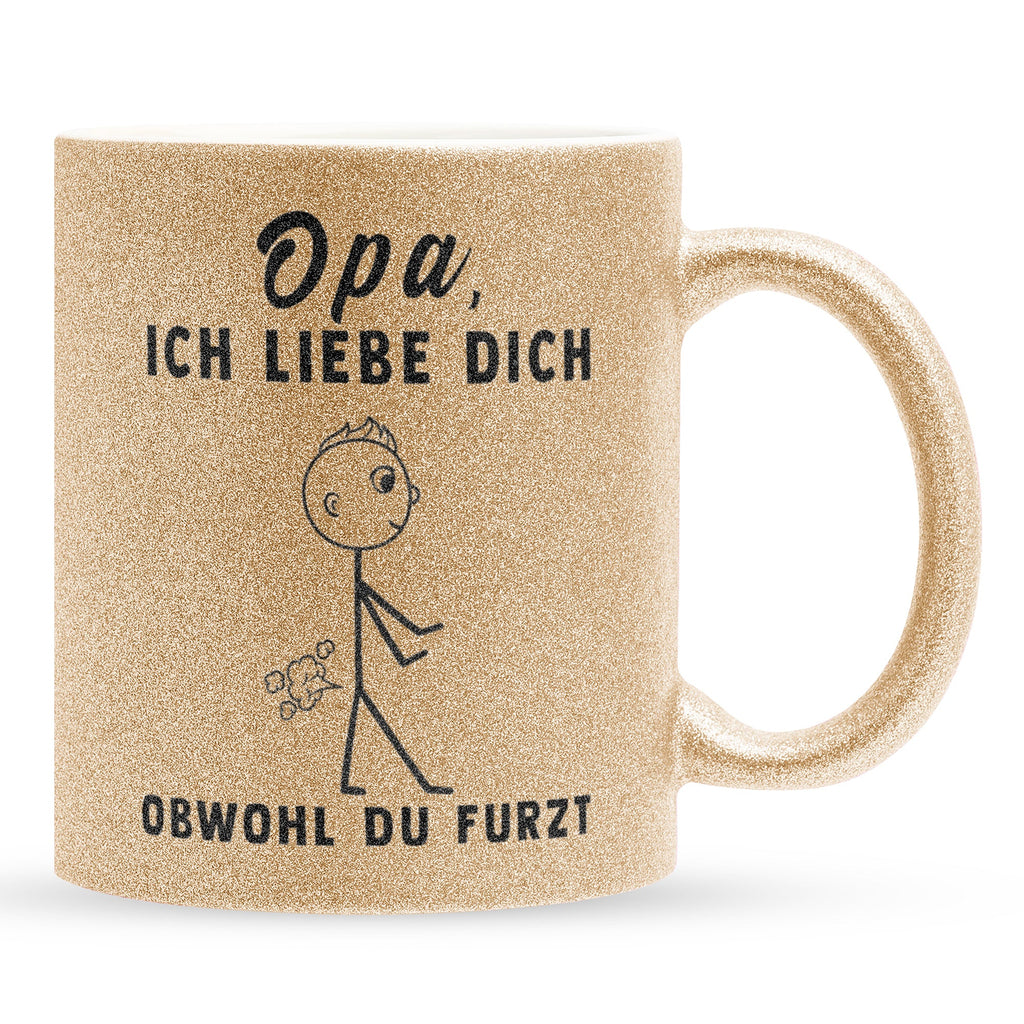 22Feels® Opa Geschenk - Glitzertasse mit Spruch (Gold, 320ml)-Glitzertasse Gold 320ml-22Feels