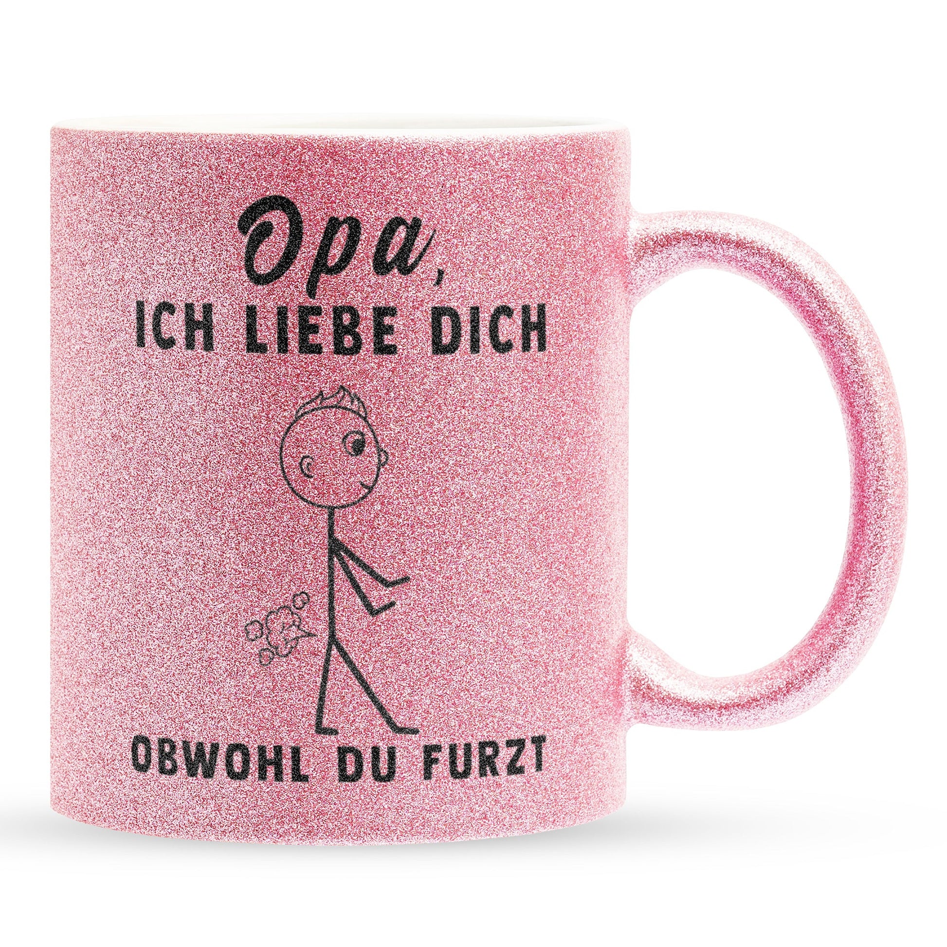 22Feels® Opa Geschenk - Glitzertasse mit Spruch (Pink, 320ml)-Glitzertasse Pink 320ml-22Feels