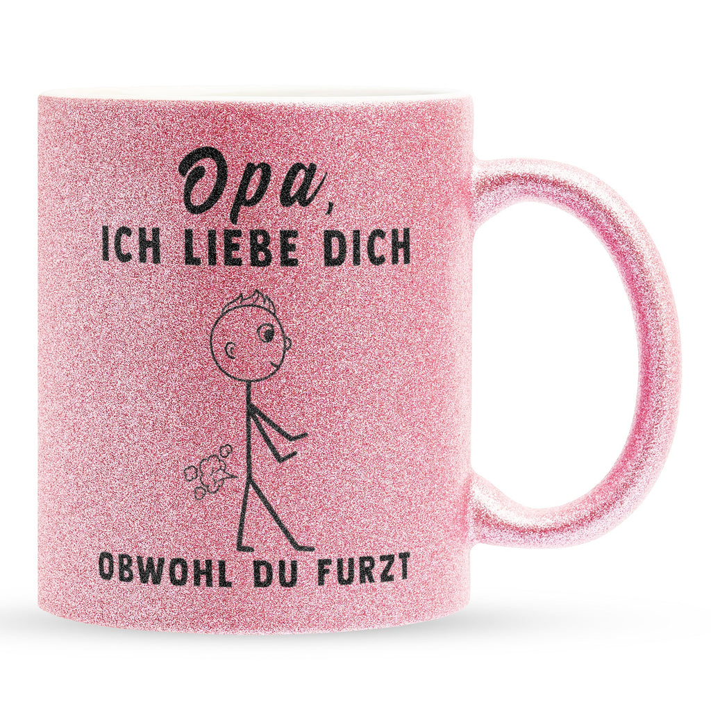 22Feels® Opa Geschenk - Glitzertasse mit Spruch (Pink, 320ml)-Glitzertasse Pink 320ml-22Feels