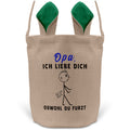 22Feels® Opa Grossvater Osterkorb mit Henkel Ostergeschenk Tragetasche Ostern Deko Osternest Körbchen Hasenohren (Beige/Grün)-Ostern Tragetasche-22Feels