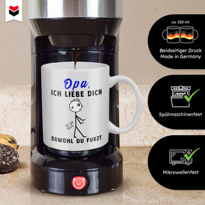 22Feels® Opa Geschenk - Spruch-Tasse ORIGINAL - Obwohl Du Furzt (Weiss, 320ml)-Weisse Tasse 320ml-22Feels