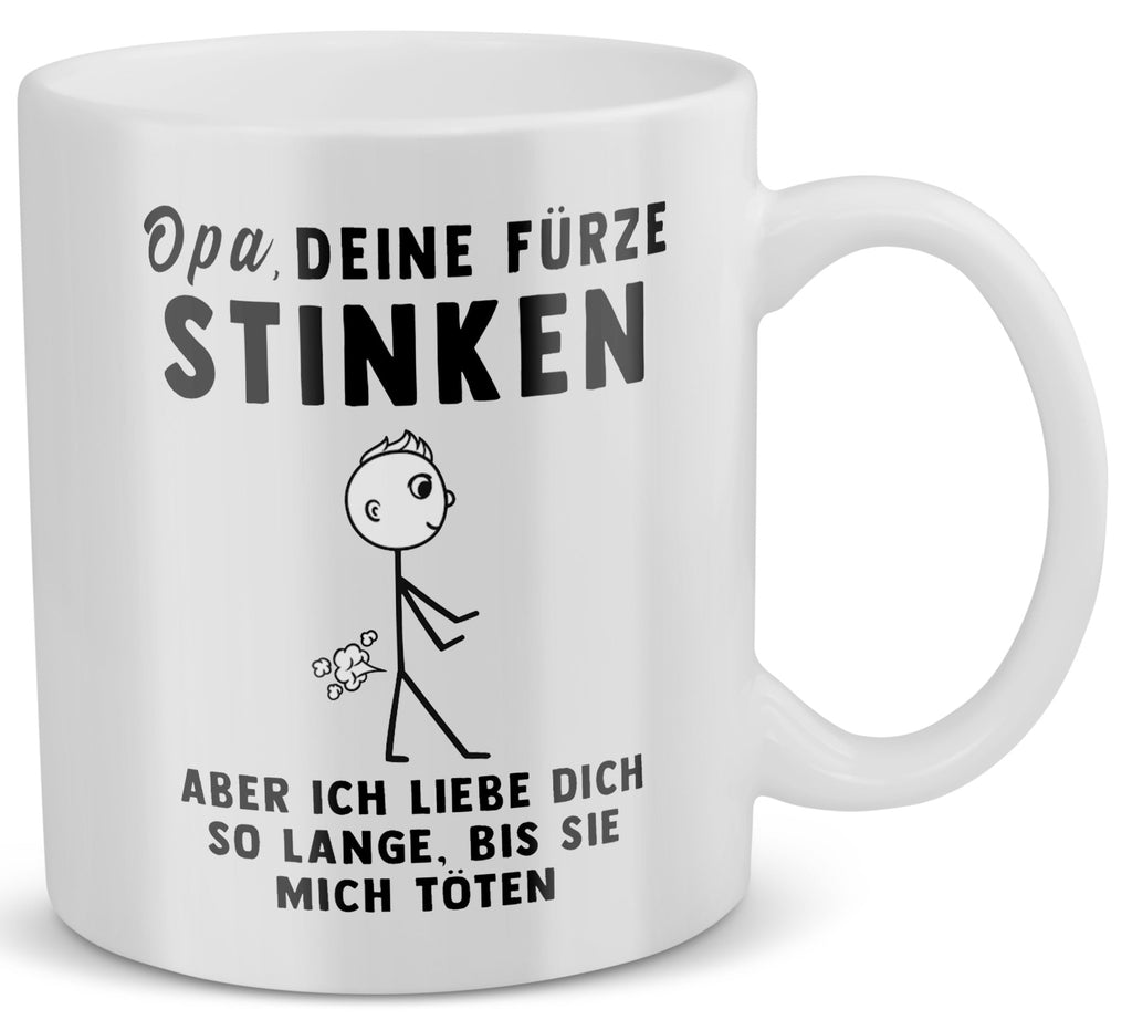 22Feels® ORIGINAL Grossvater Geschenk-Tasse mit Spruch - Opa, Deine Fürze Stinken (Weiss, 320ml)-Weisse Tasse 320ml-22Feels