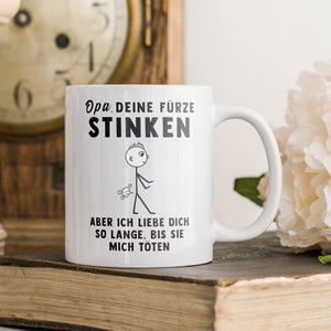22Feels® ORIGINAL Grossvater Geschenk-Tasse mit Spruch - Opa, Deine Fürze Stinken (Weiss, 320ml)-Weisse Tasse 320ml-22Feels