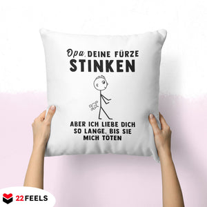 22Feels® Opa Geschenk - Kissen mit Spruch (Weiss 40x40cm)-Kissen Weiss 40x40-22Feels