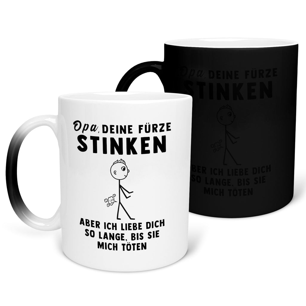 22Feels® Opa Geschenk - Zaubertasse mit Spruch (Matt-Schwarz und Weiss, 320ml)-Farbwechsel Tasse Matt 320ml-22Feels