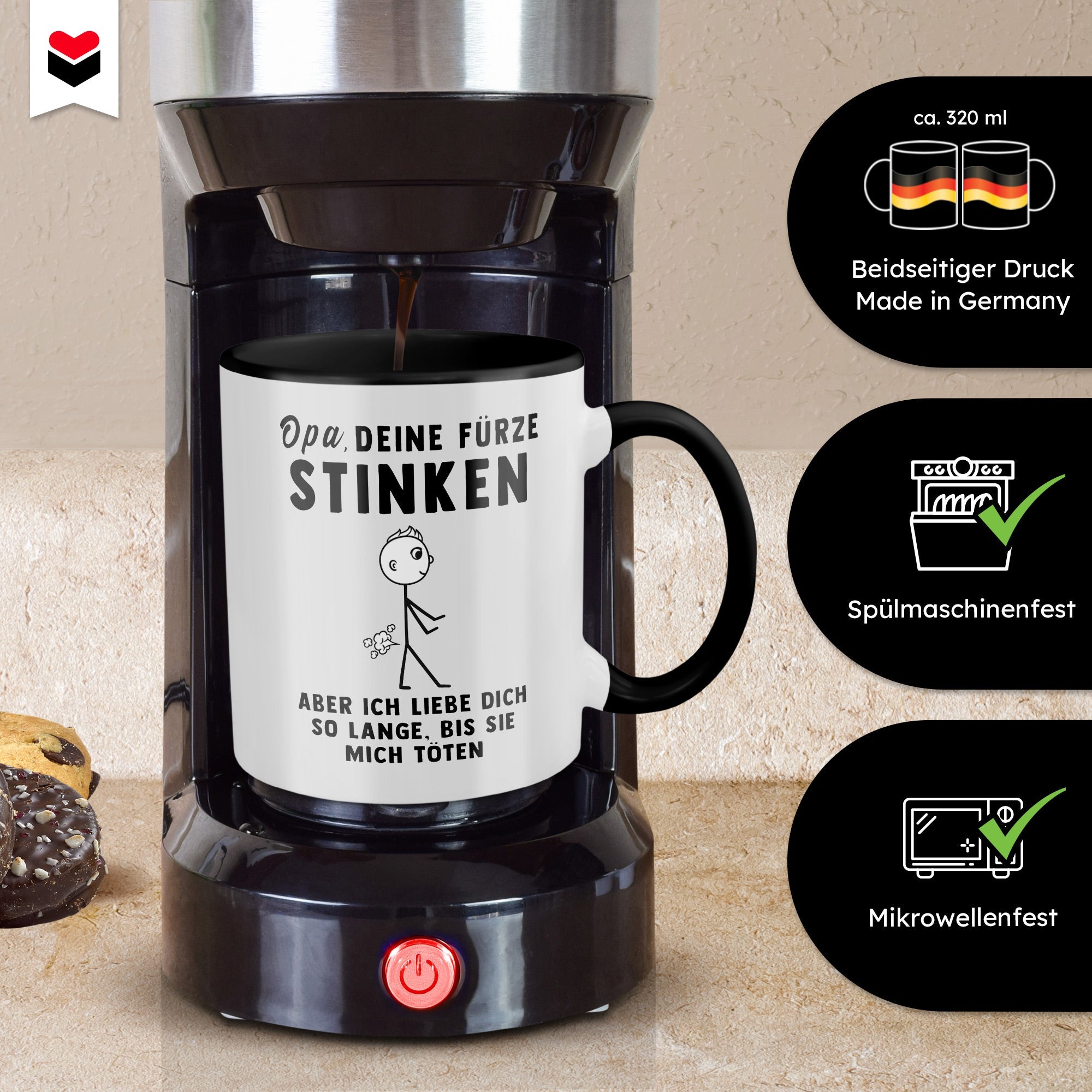 22Feels® Opa Geschenk - Tasse mit Spruch (Weiss-Schwarz, 320ml)-TwoTone Tasse Weiss-Schwarz 320ml-22Feels