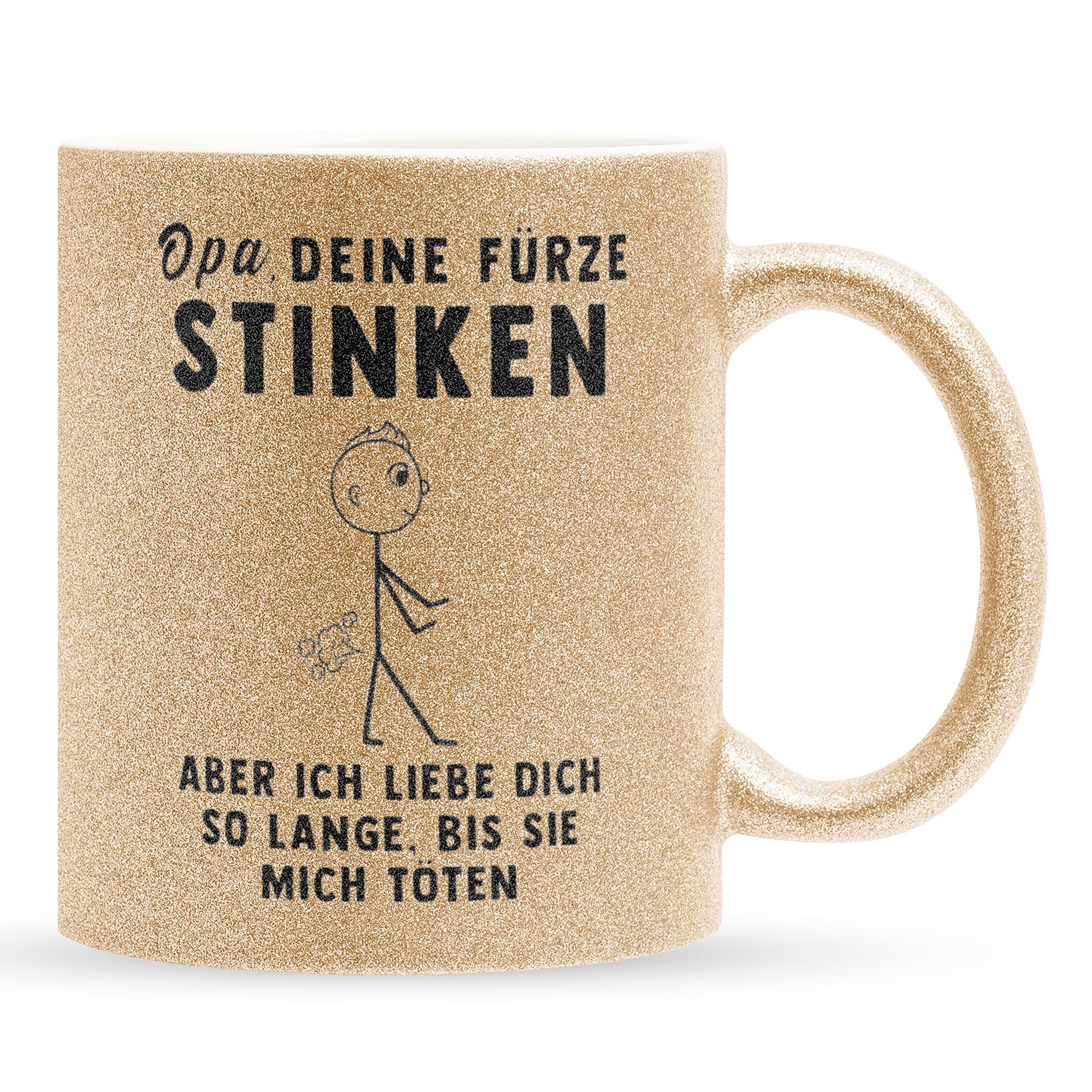 22Feels® Opa Geschenk - Glitzertasse mit Spruch (Gold, 320ml)-Glitzertasse Gold 320ml-22Feels