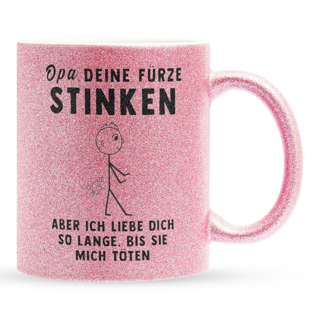 22Feels® Opa Geschenk - Glitzertasse mit Spruch (Pink, 320ml)-Glitzertasse Pink 320ml-22Feels