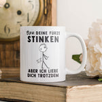 22Feels® Geschenk für Opas - Tasse mit Spruch: Deine Fürze Stinken (Weiss, 320ml)-Weisse Tasse 320ml-22Feels
