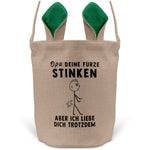 22Feels® Opa Grossvater Osterkorb mit Henkel Ostergeschenk Tragetasche Ostern Deko Osternest Körbchen Hasenohren (Beige/Grün)-Ostern Tragetasche-22Feels