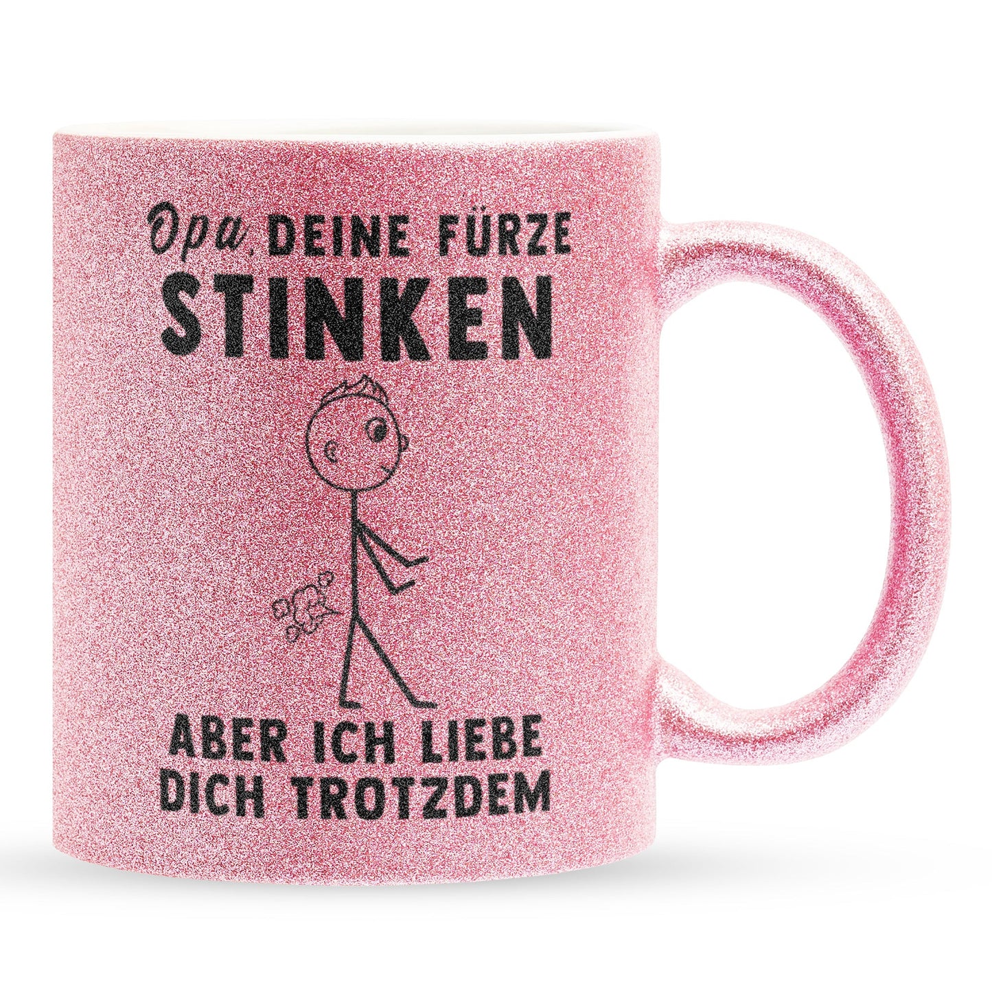 22Feels® Opa Geschenk - Glitzertasse mit Spruch (Pink, 320ml)-Glitzertasse Pink 320ml-22Feels