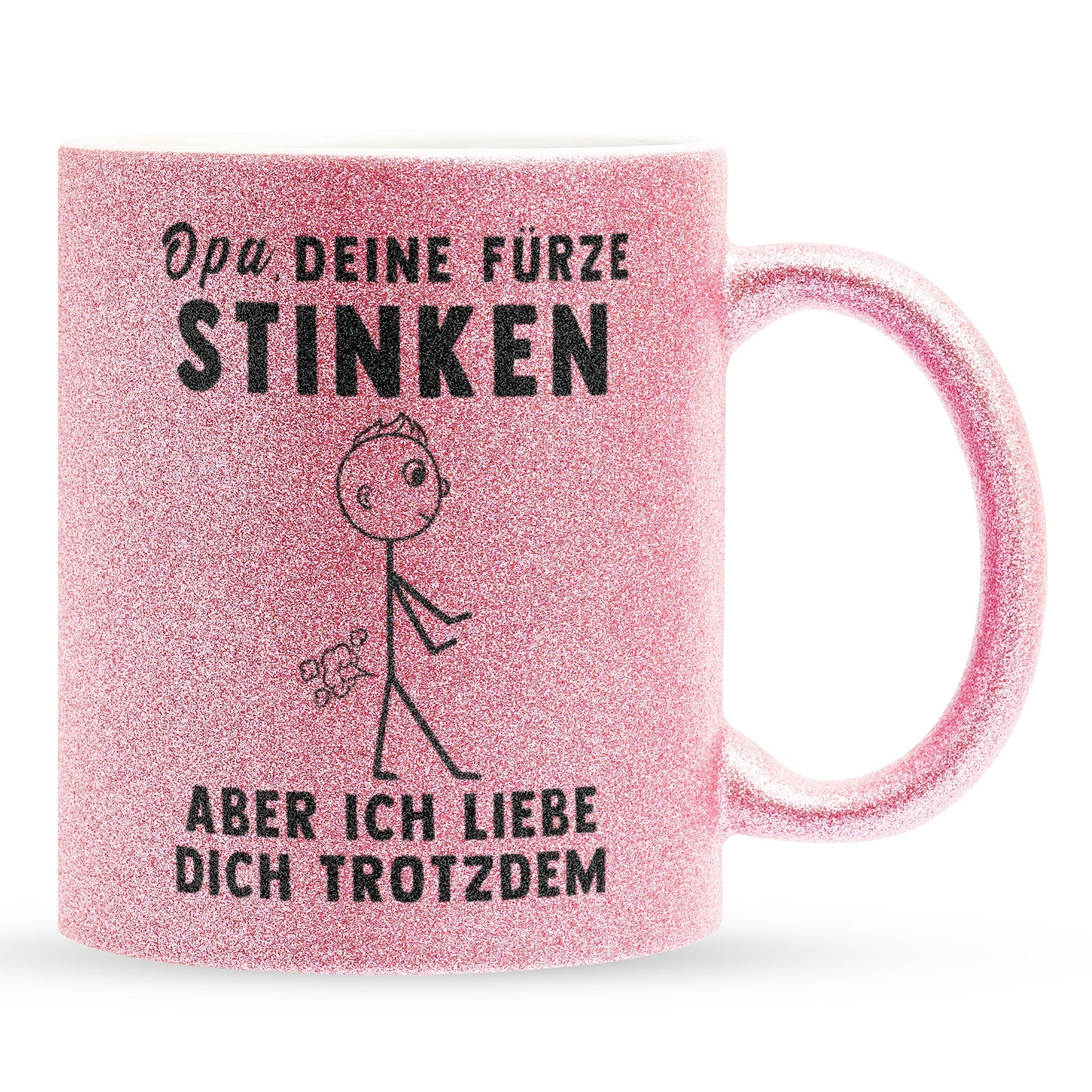 22Feels® Opa Geschenk - Glitzertasse mit Spruch (Pink, 320ml)-Glitzertasse Pink 320ml-22Feels