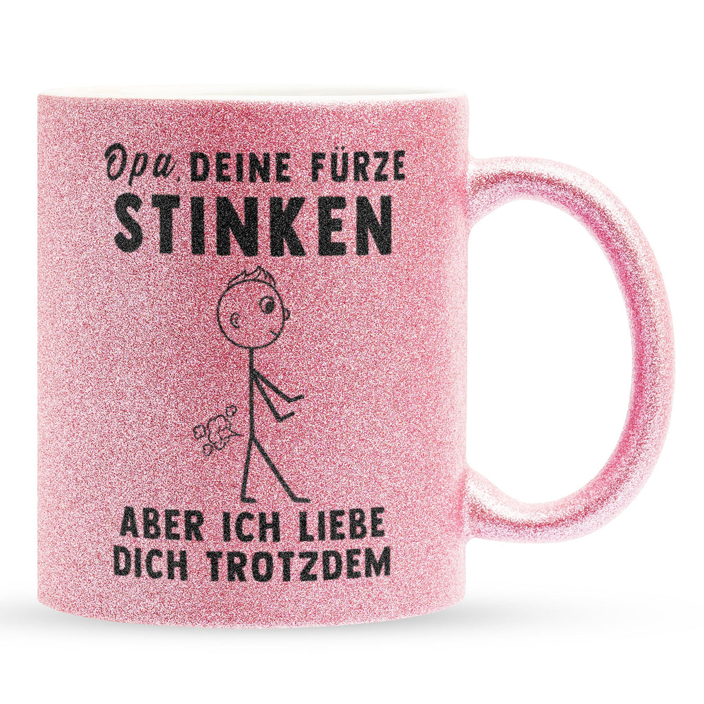 22Feels® Opa Geschenk - Glitzertasse mit Spruch (Pink, 320ml)-Glitzertasse Pink 320ml-22Feels