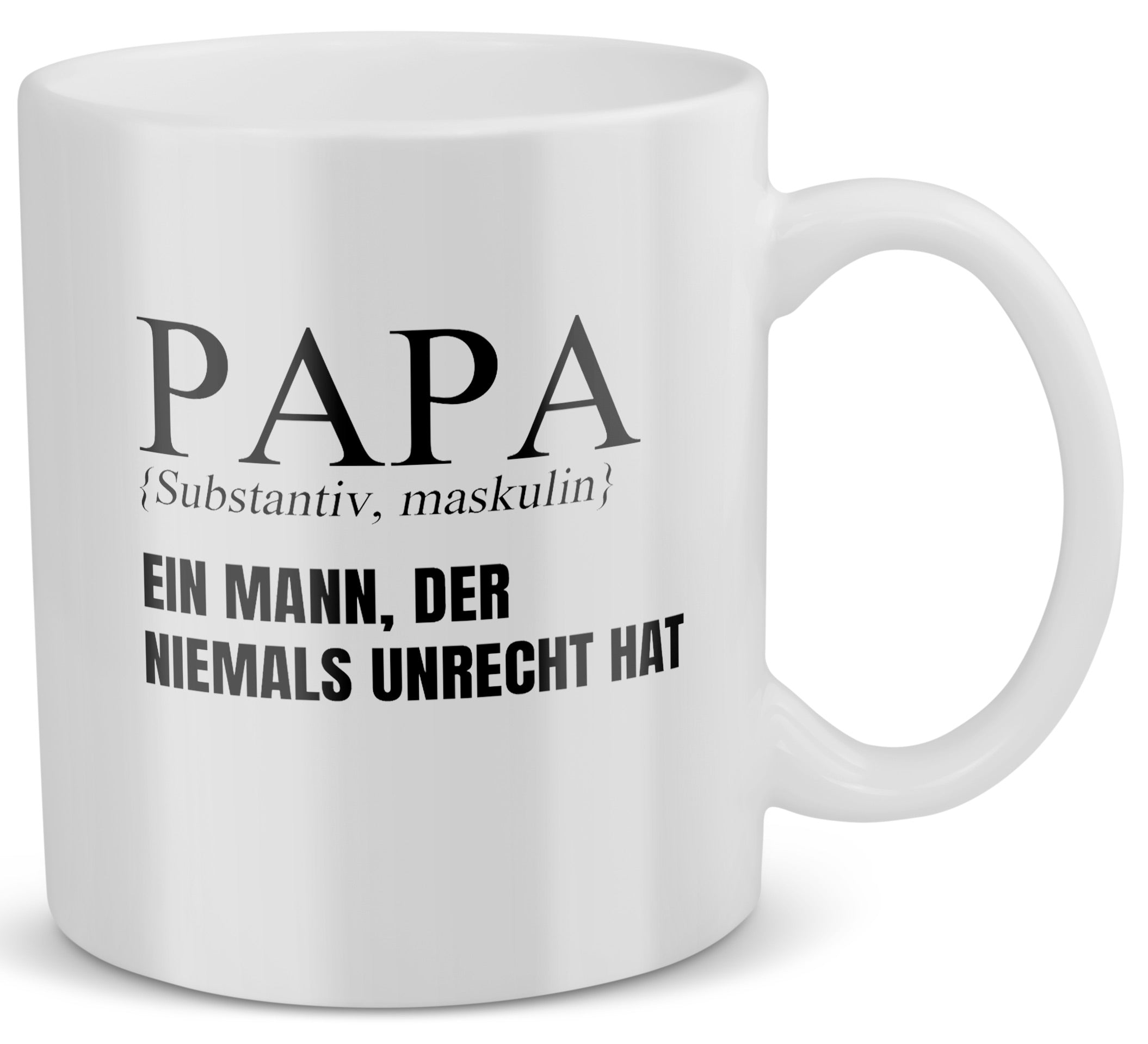 22Feels® Geschenk für Papas - Tasse mit Spruch: Definition - Ein Mann, der niemals unrecht hat (Weiss, 320ml)-Weisse Tasse 320ml-22Feels