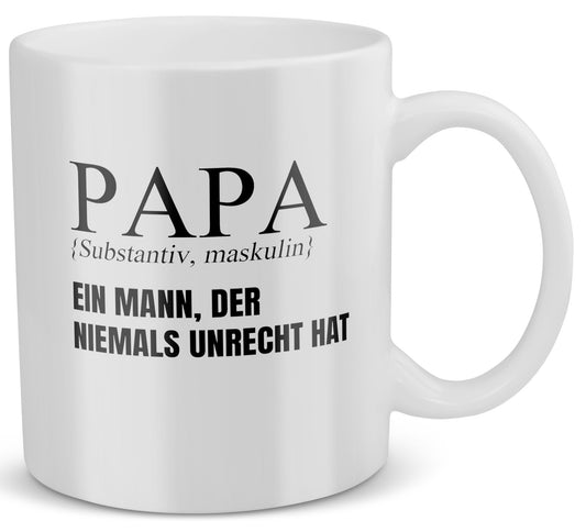 22Feels® Geschenk für Papas - Tasse mit Spruch: Definition - Ein Mann, der niemals unrecht hat (Weiss, 320ml)-Weisse Tasse 320ml-22Feels