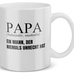 22Feels® Geschenk für Papas - Tasse mit Spruch: Definition - Ein Mann, der niemals unrecht hat (Weiss, 320ml)-Weisse Tasse 320ml-22Feels