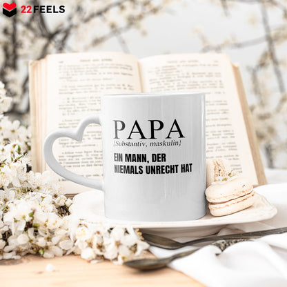 22Feels® Geschenk für Papas - Tasse mit Spruch (Herzhenkel, Weiss, 320ml)-Tasse Weiss Herzhenkel 320ml-22Feels