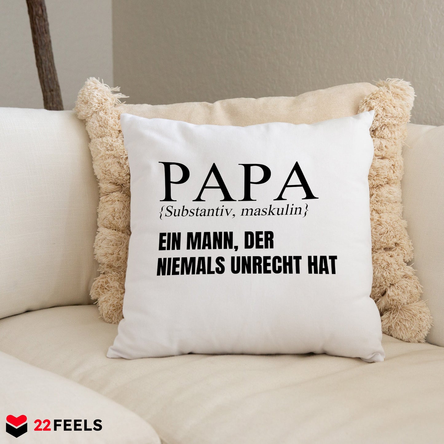 22Feels® Papa Geschenk - Kissen mit Spruch (Weiss 40x40cm)-Kissen Weiss 40x40-22Feels