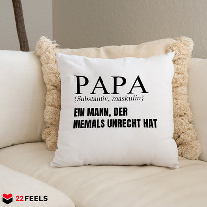 22Feels® Papa Geschenk - Kissen mit Spruch (Weiss 40x40cm)-Kissen Weiss 40x40-22Feels