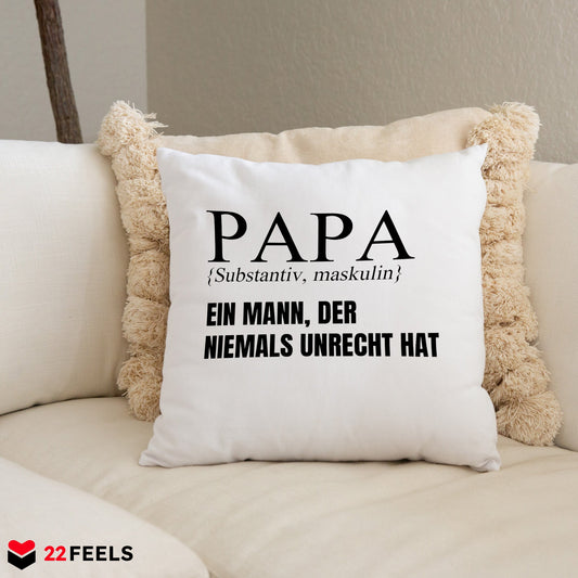 22Feels® Papa Geschenk - Kissen mit Spruch (Weiss 40x40cm)-Kissen Weiss 40x40-22Feels