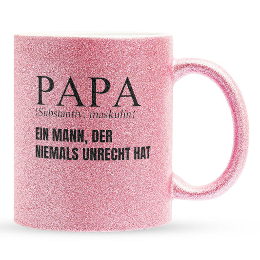 22Feels® Papa Geschenk - Glitzertasse mit Spruch (Pink, 320ml)-Glitzertasse Pink 320ml-22Feels